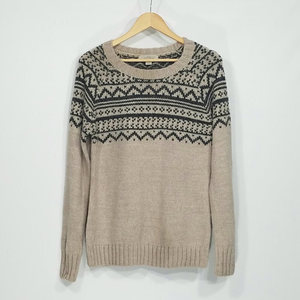 Gander Mountain  Cream & Grey Wool Blend Sweater